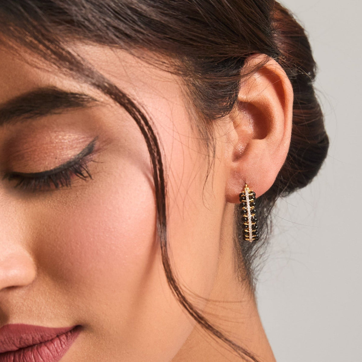 Earrings Forever CZ Silver Mangalsutra Hoop Earrings