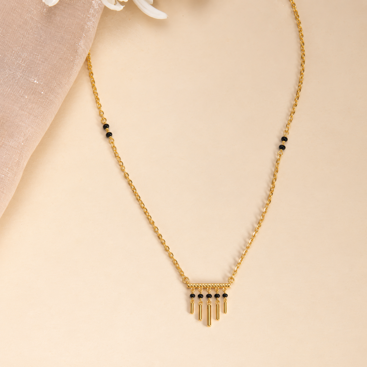 Fringe Drop CZ Silver Mangalsutra