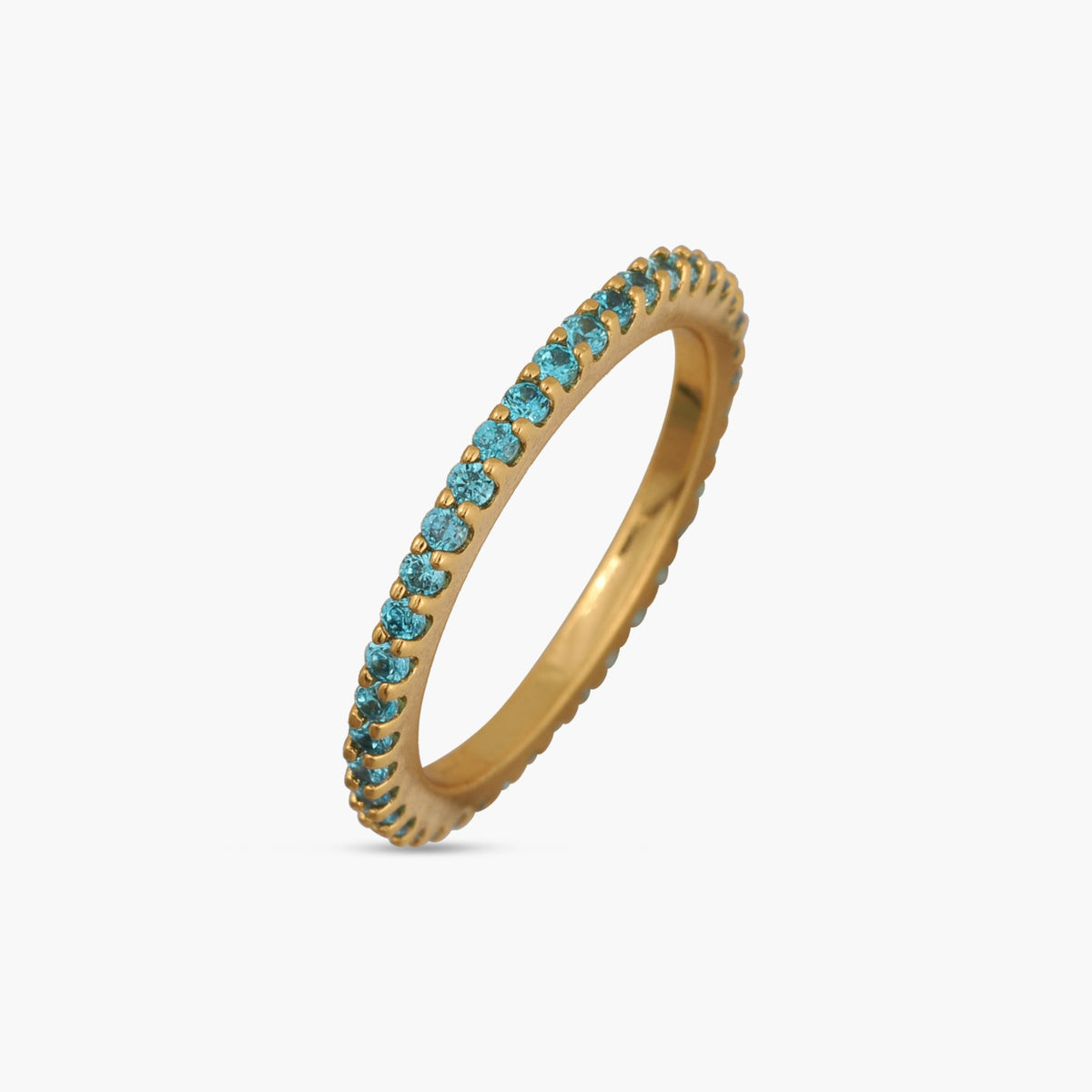 Finger Ring Circle of Love Aquamarine Silver Ring