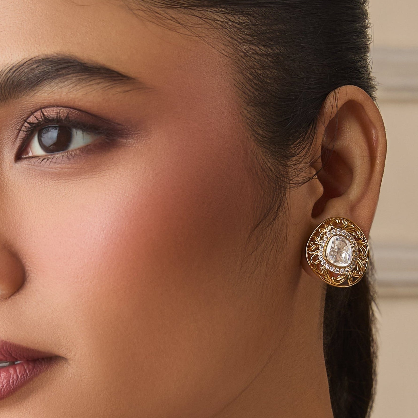Myra Moissanite Silver Stud Earrings