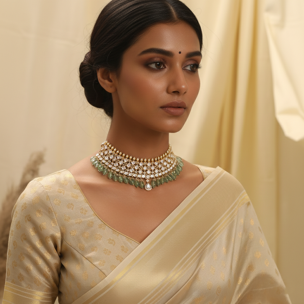 Necklaces Parvati Moissanite CZ Silver Choker