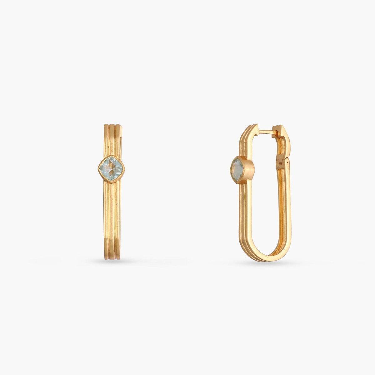 Dune Oblong Silver Hoops