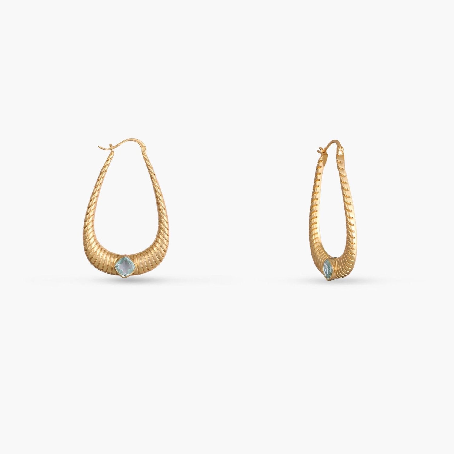 Dune Statement Pear Silver Hoops
