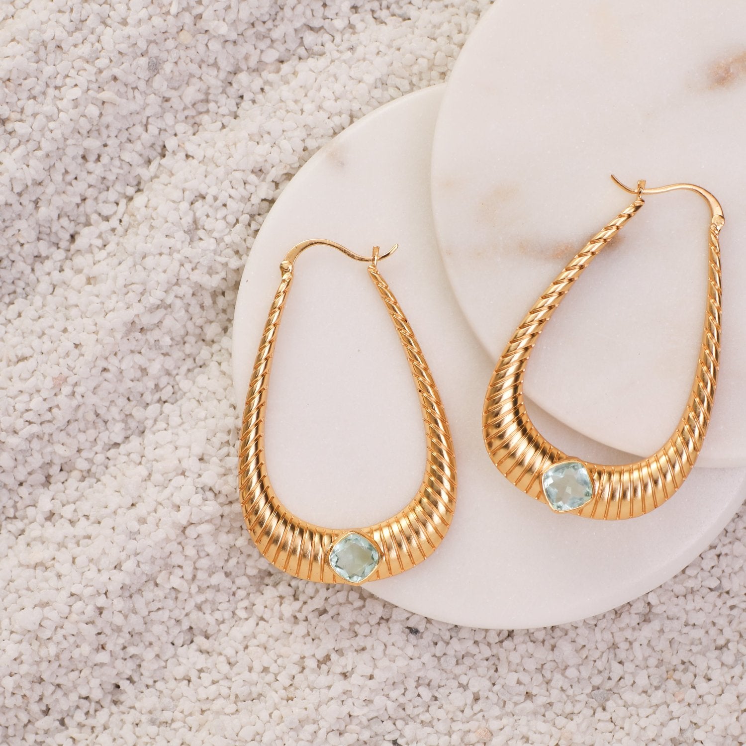 Dune Statement Pear Silver Hoops