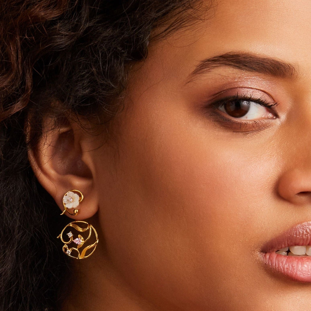 Earrings Blossom Veil Silver Front and Back Earrings