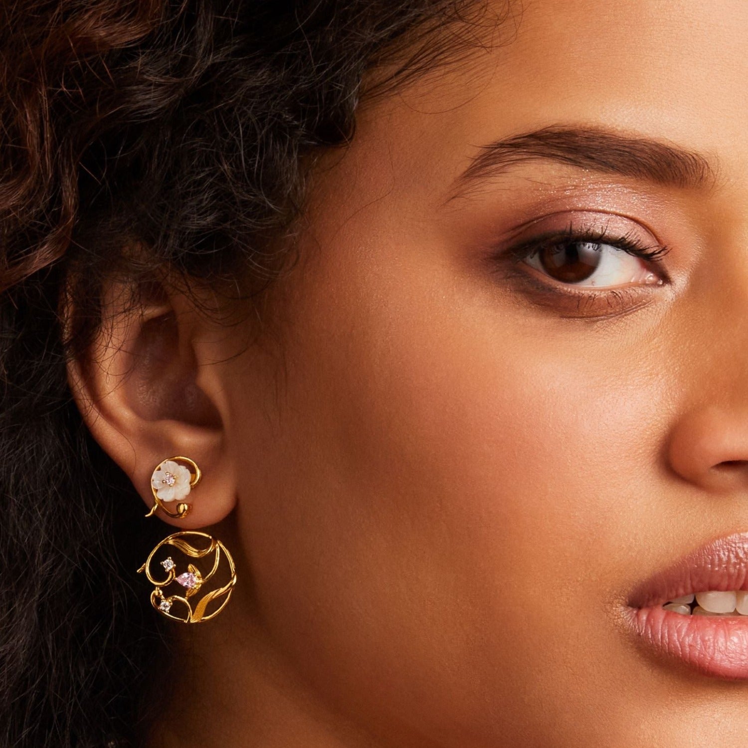 Earrings Blossom Veil Silver Front and Back Earrings