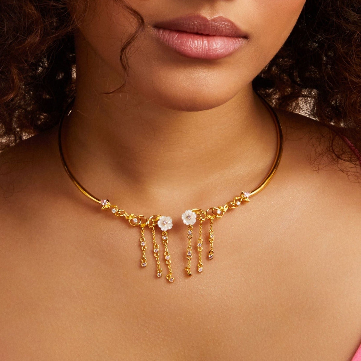 Necklaces Blossom Veil Open Front Silver Hasli Necklace