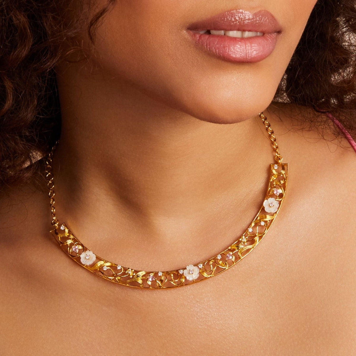 Necklaces Blossom Veil Statement Silver Hasli Necklace