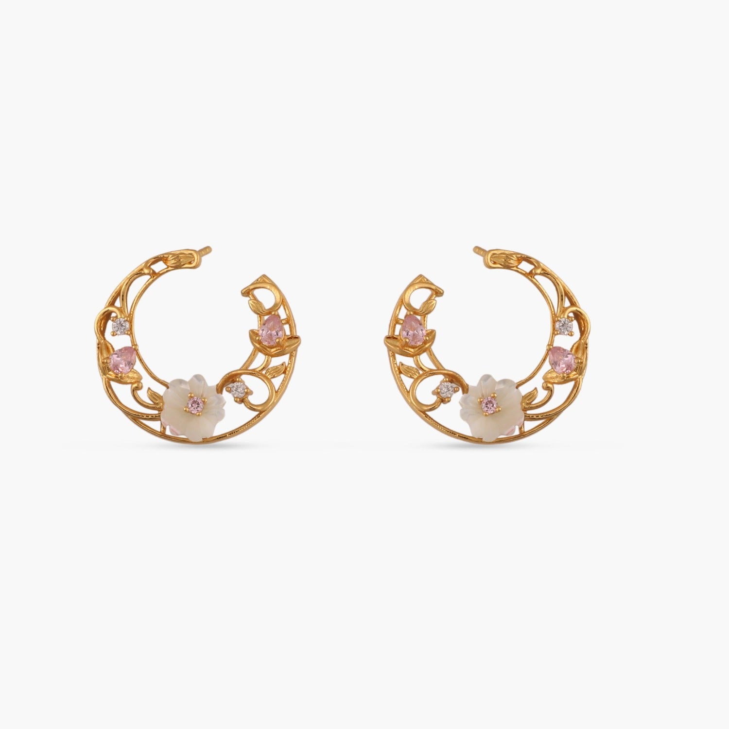 Earrings Blossom Veil Silver Front and Back Hoop Earrings