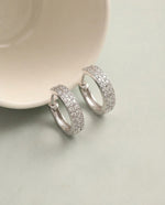 Double Pave Silver Hoop Earrings
