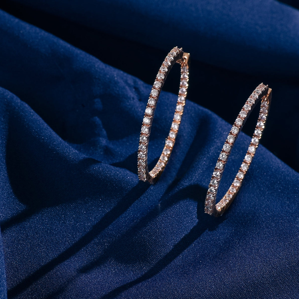Sleek Spark CZ Silver Hoop Earrings