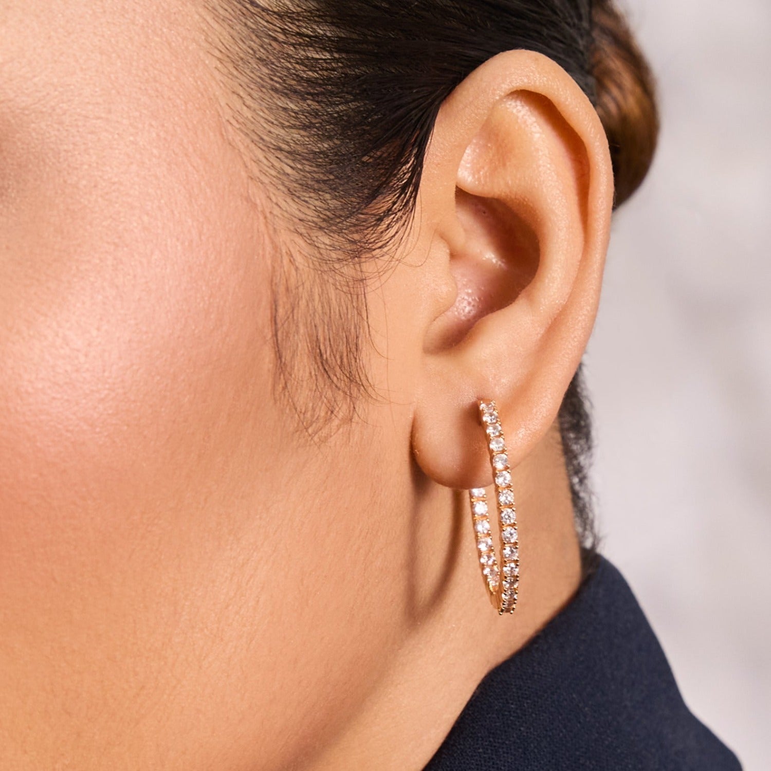 Earrings Sleek Spark CZ Silver Hoop Earrings