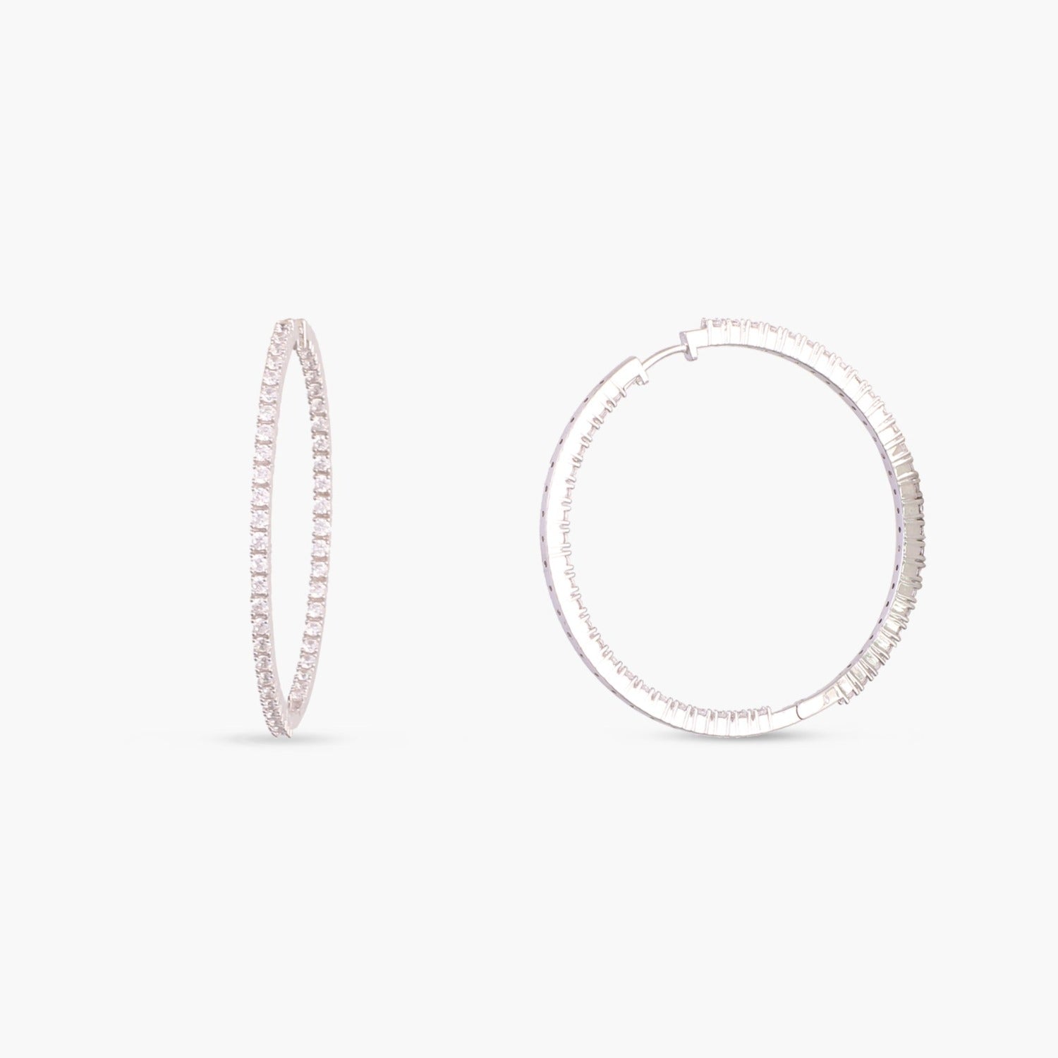 Radiant Row CZ Silver Hoops