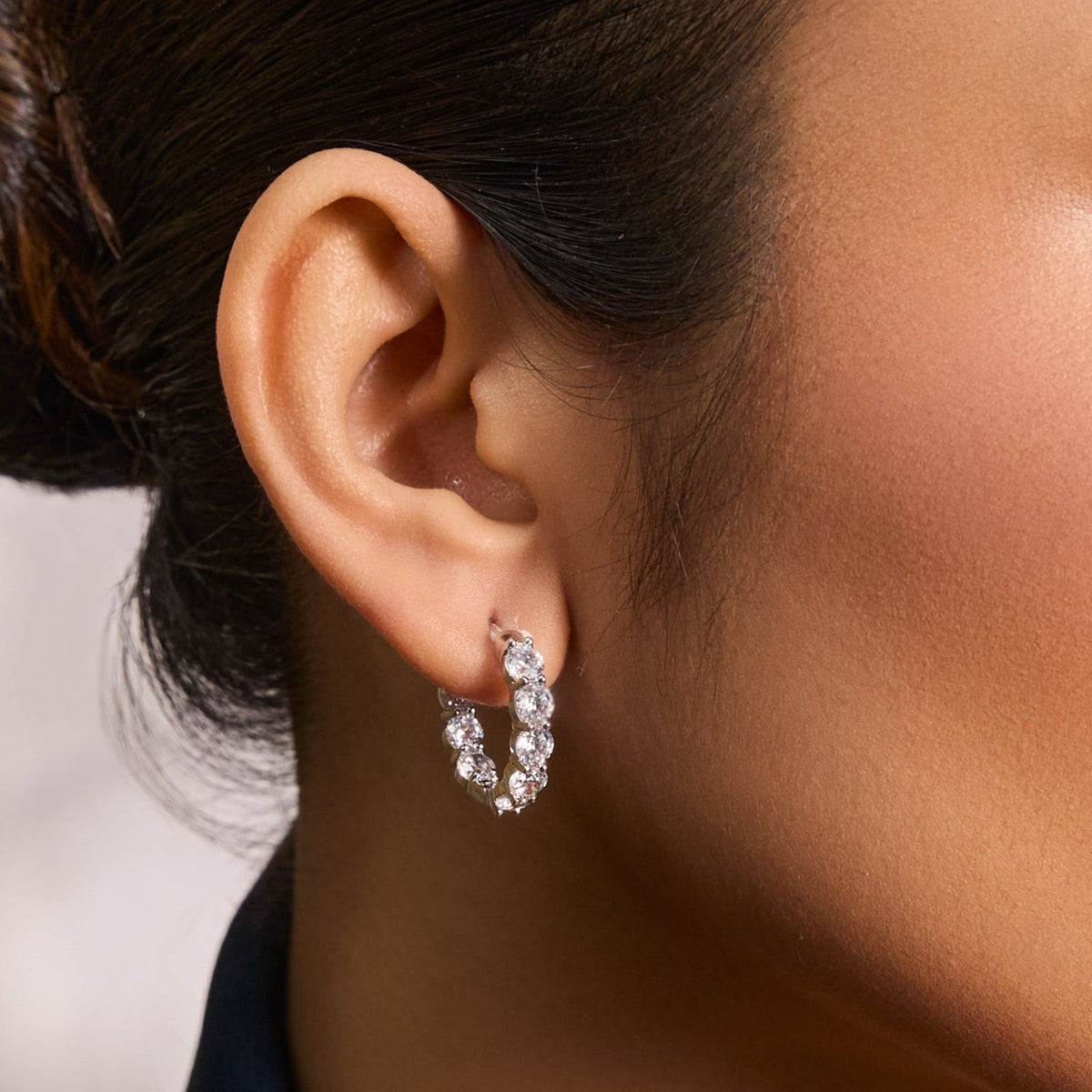 Earrings Cosmic brilliance CZ Silver Hoops