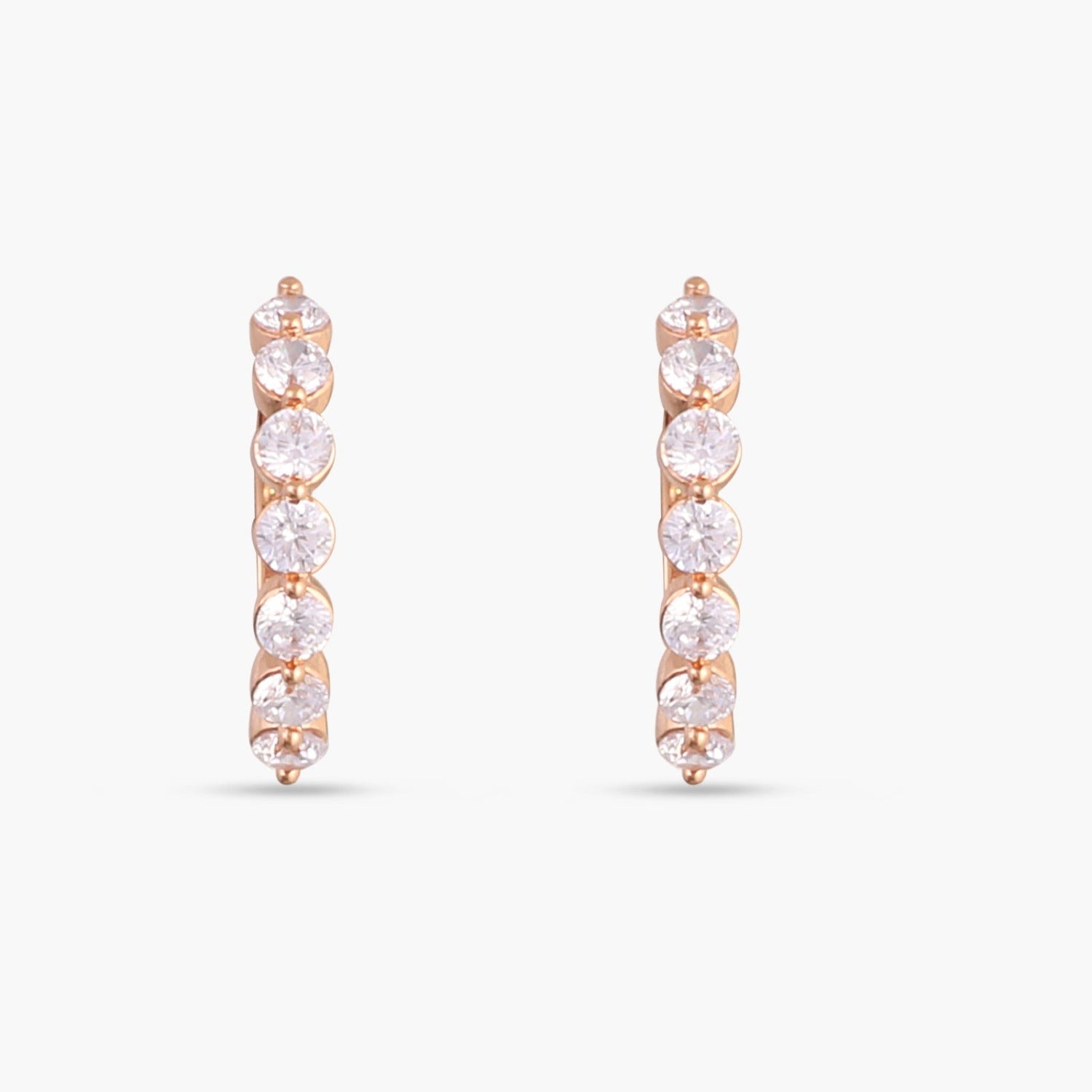 Earrings CZ Crescent Silver Hoop Earrings