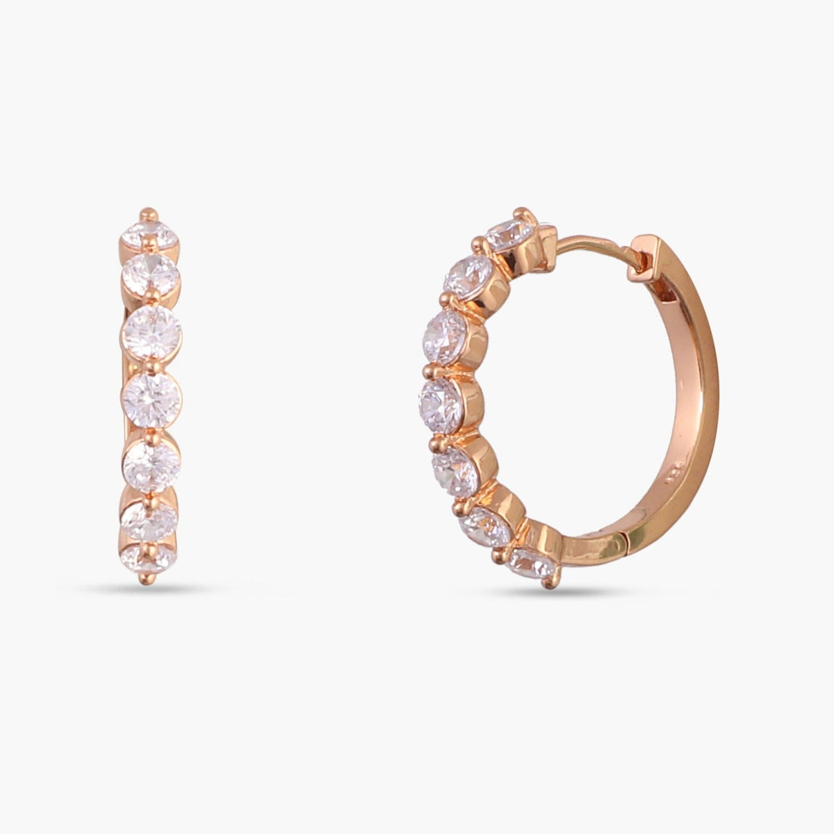 Earrings CZ Crescent Silver Hoop Earrings