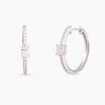Earrings Oval cut CZ Silver Hoop Earrings