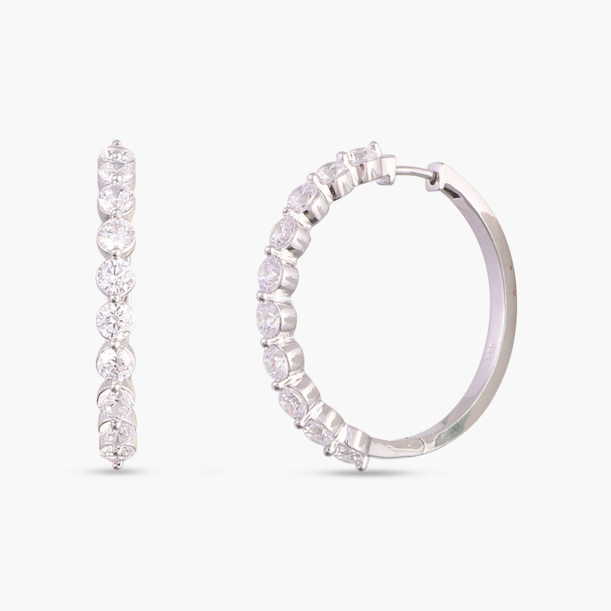 Earrings CZ Adorned Silver Hoop Earrings