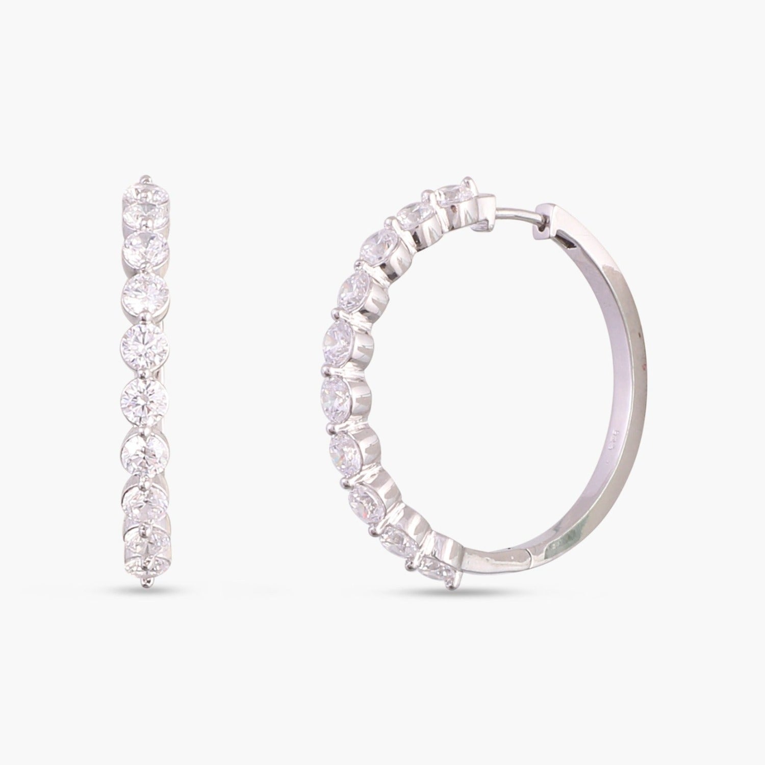 Earrings CZ Adorned Silver Hoop Earrings