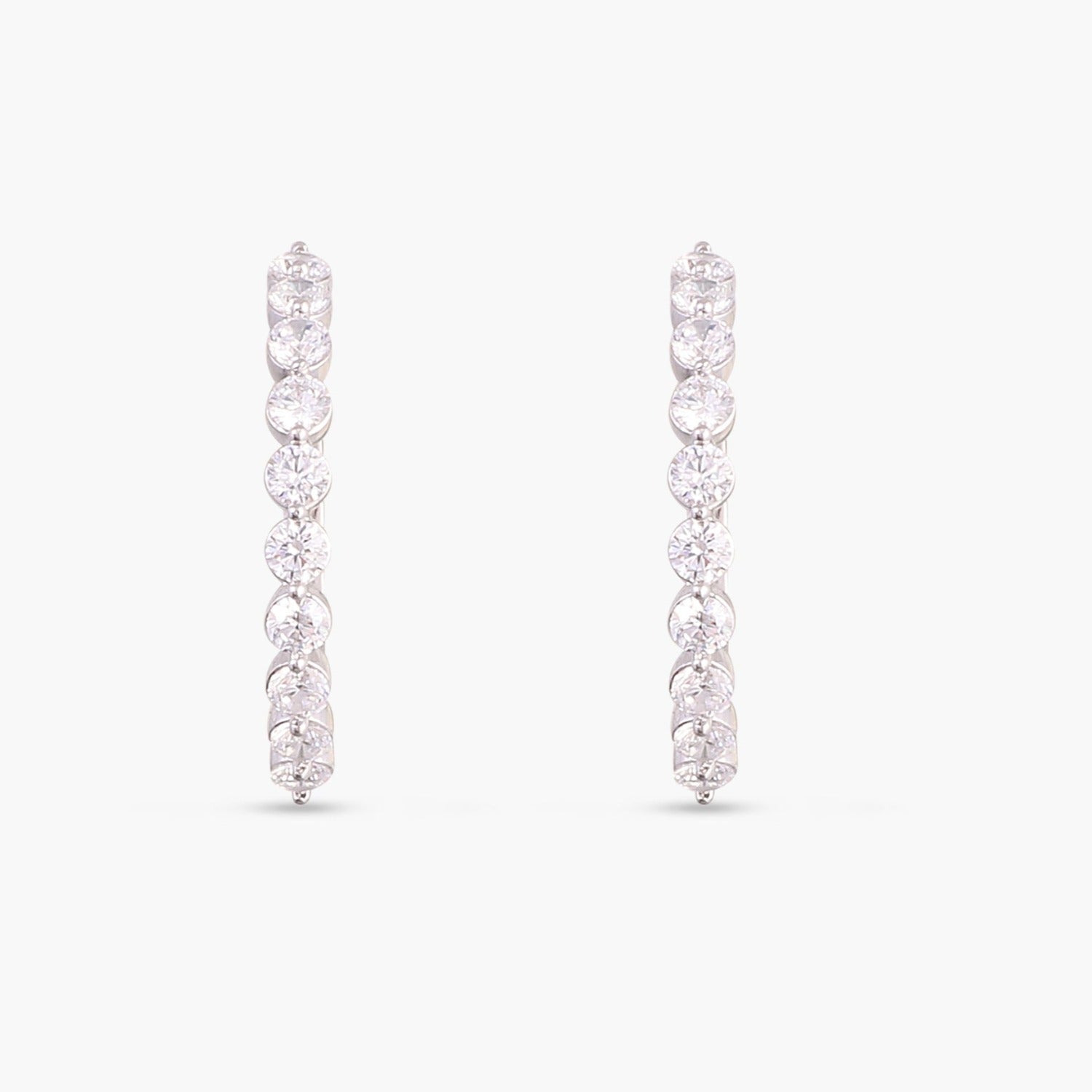 Earrings CZ Adorned Silver Hoop Earrings