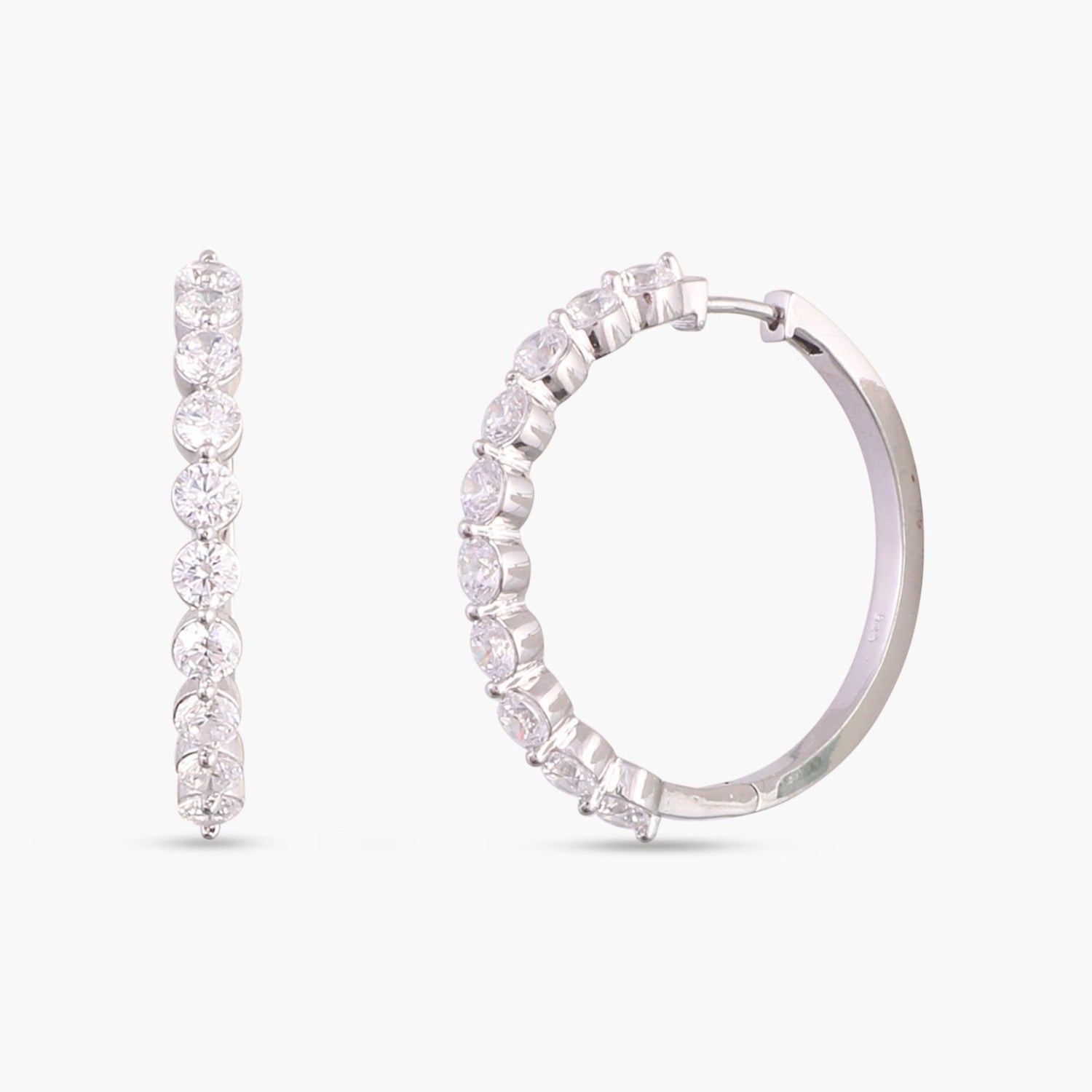 CZ Adorned silver Hoop Earrings