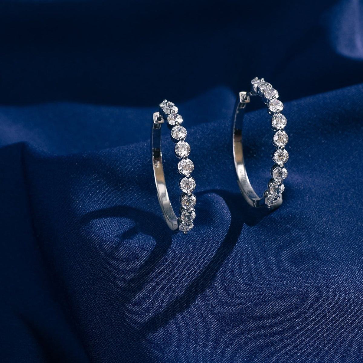Earrings CZ Adorned Silver Hoop Earrings