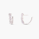 Drop and Emerald Cut CZ Silver Hoop Earrings