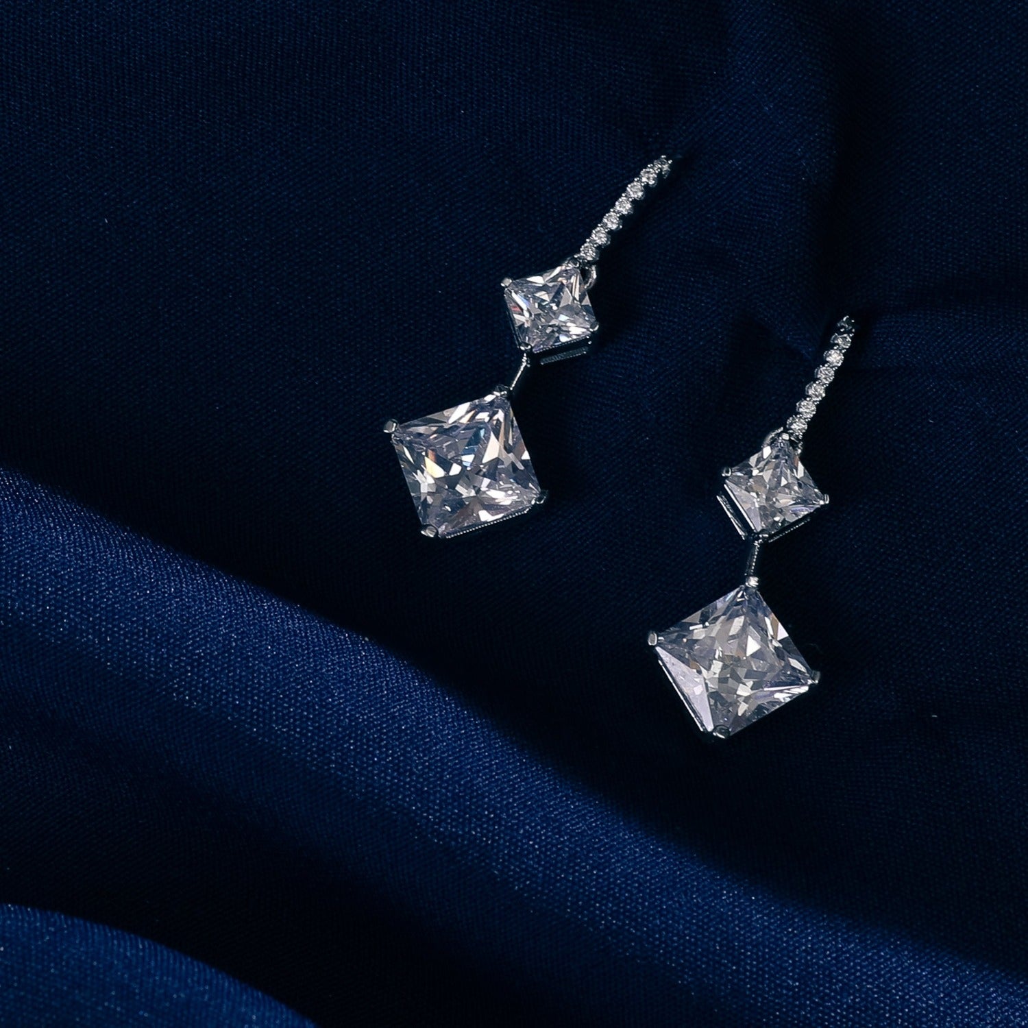 Shop Paksha's Classic Princess Cut CZ Drop Earrings | Silver