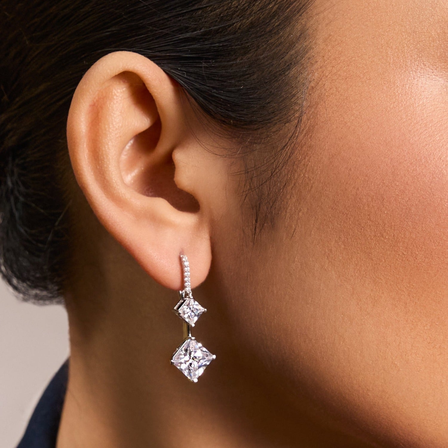 Classic Princess cut CZ Drop Earrings