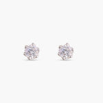 Classic Round CZ Solitaire Silver Stud Earrings, Small