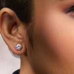 Earrings Classic Round CZ  Solitaire Silver Stud Earrings, Medium