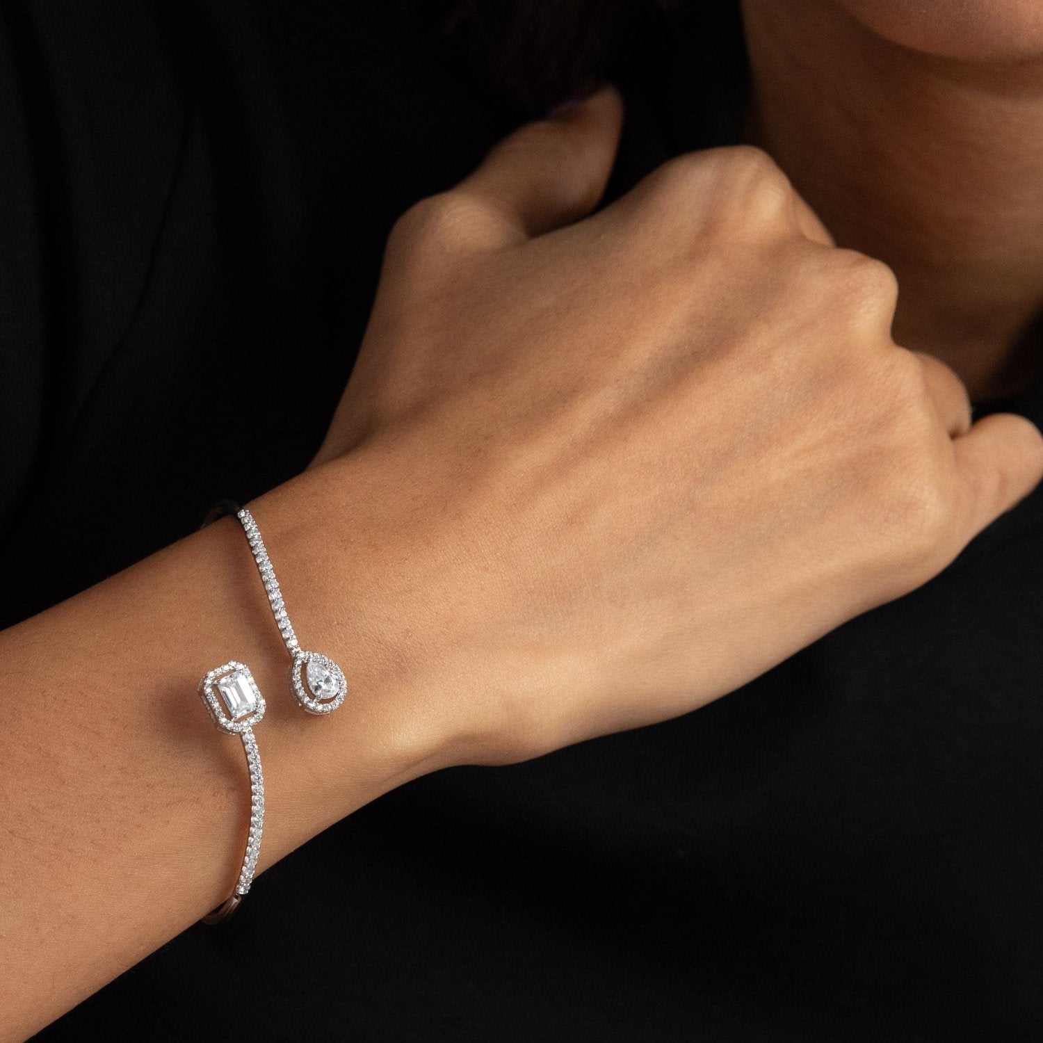 Duet Open CZ Silver Bracelet