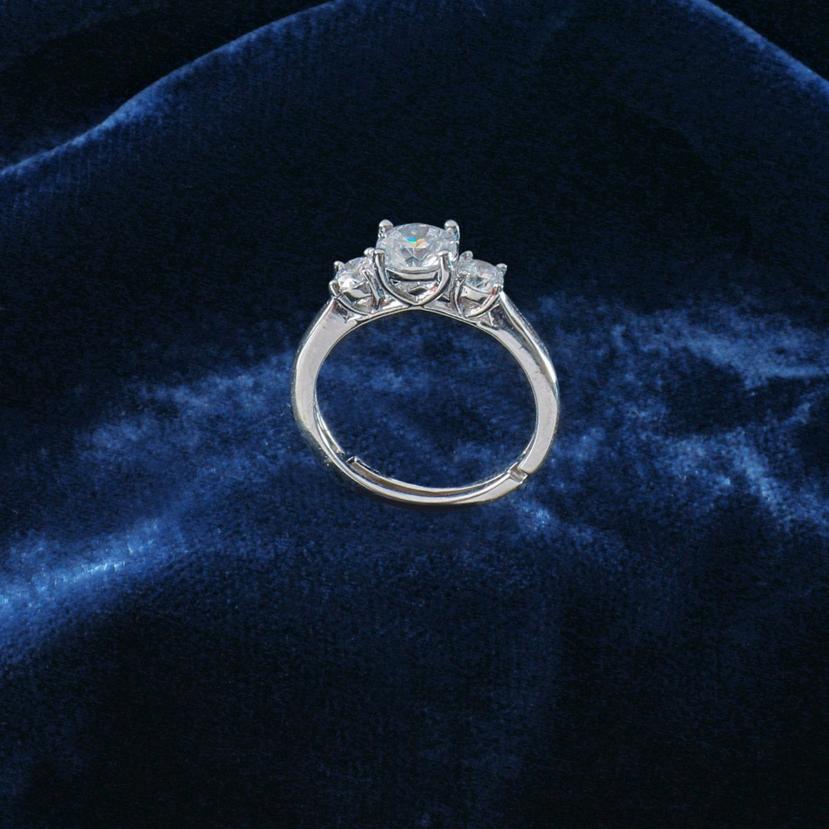 Finger Ring Triad CZ Silver Ring