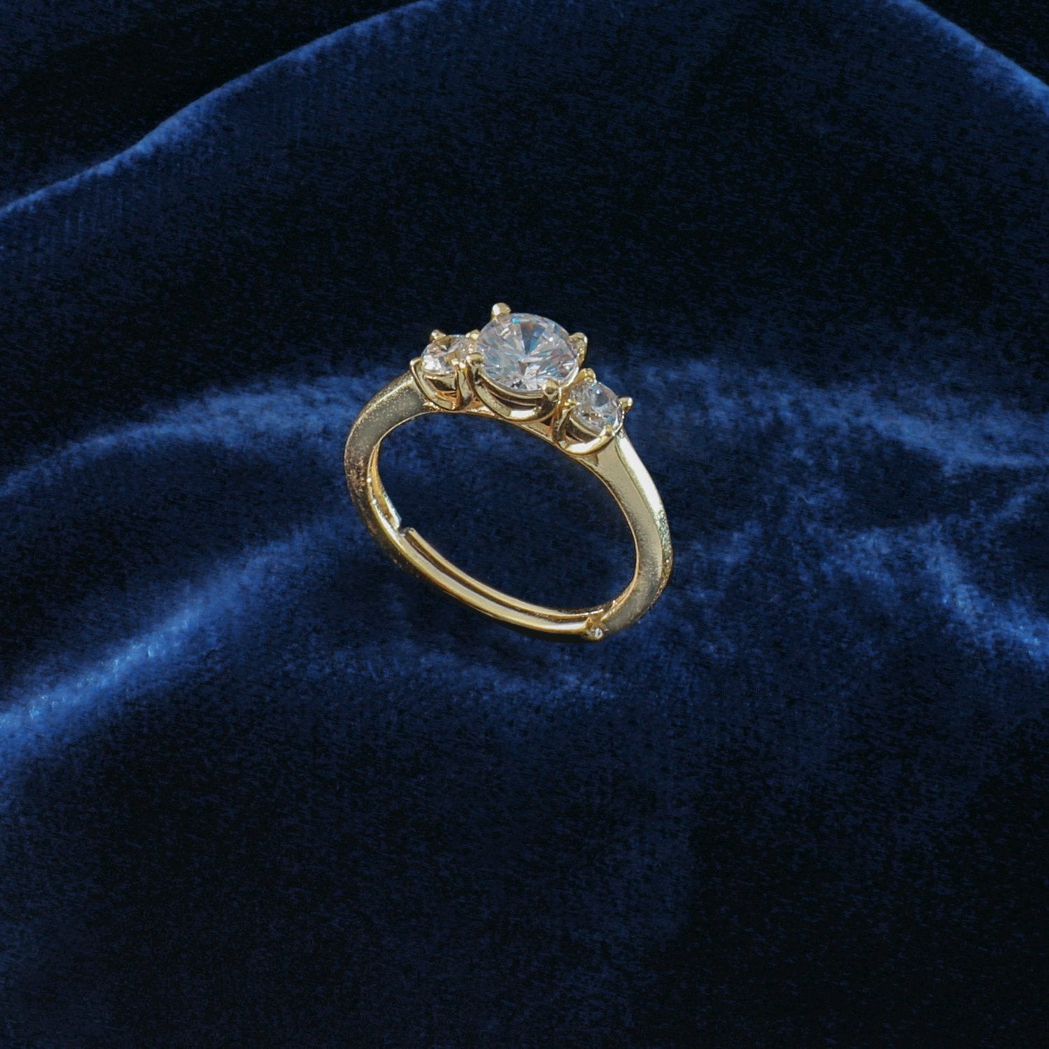 Triad CZ Gold Plated Silver Ring