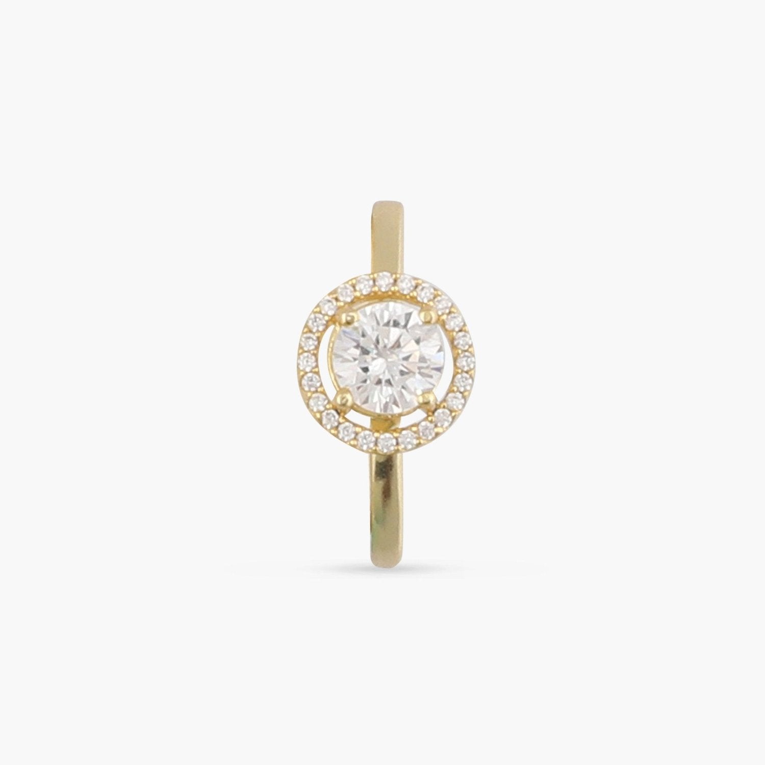 Finger Ring Ovaline CZ Gold Plated Silver Ring