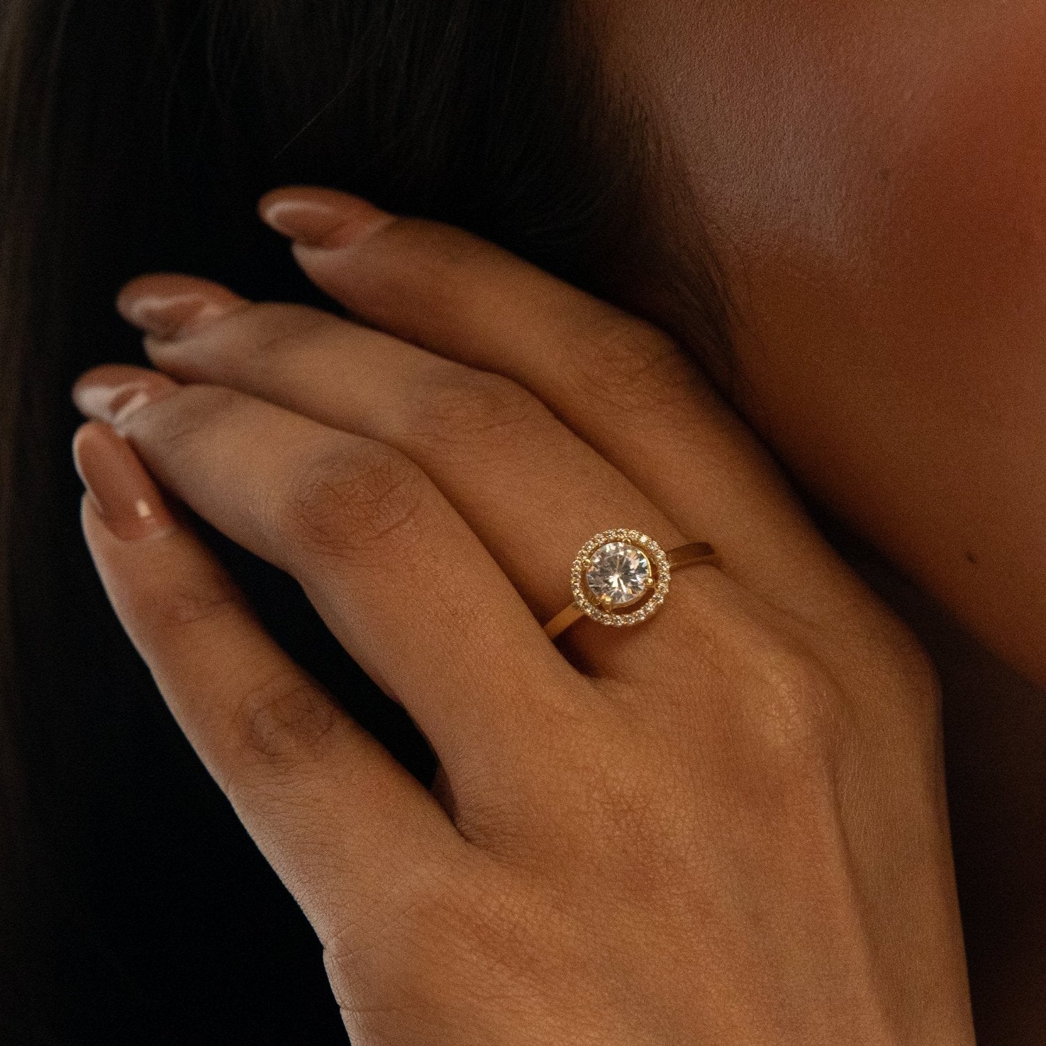 Finger Ring Ovaline CZ Gold Plated Silver Ring