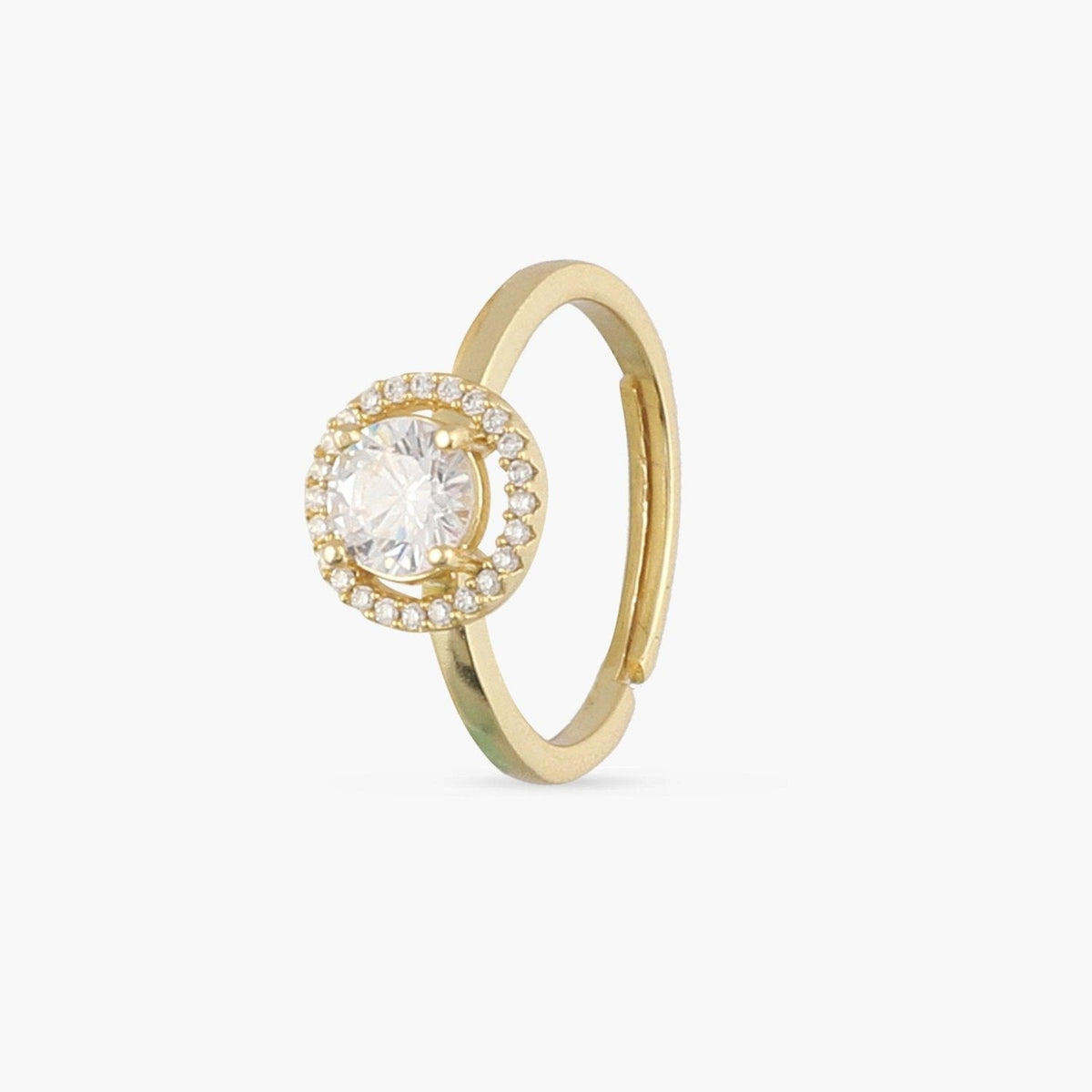 Finger Ring Ovaline CZ Gold Plated Silver Ring
