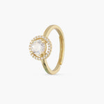 Finger Ring Ovaline CZ Gold Plated Silver Ring