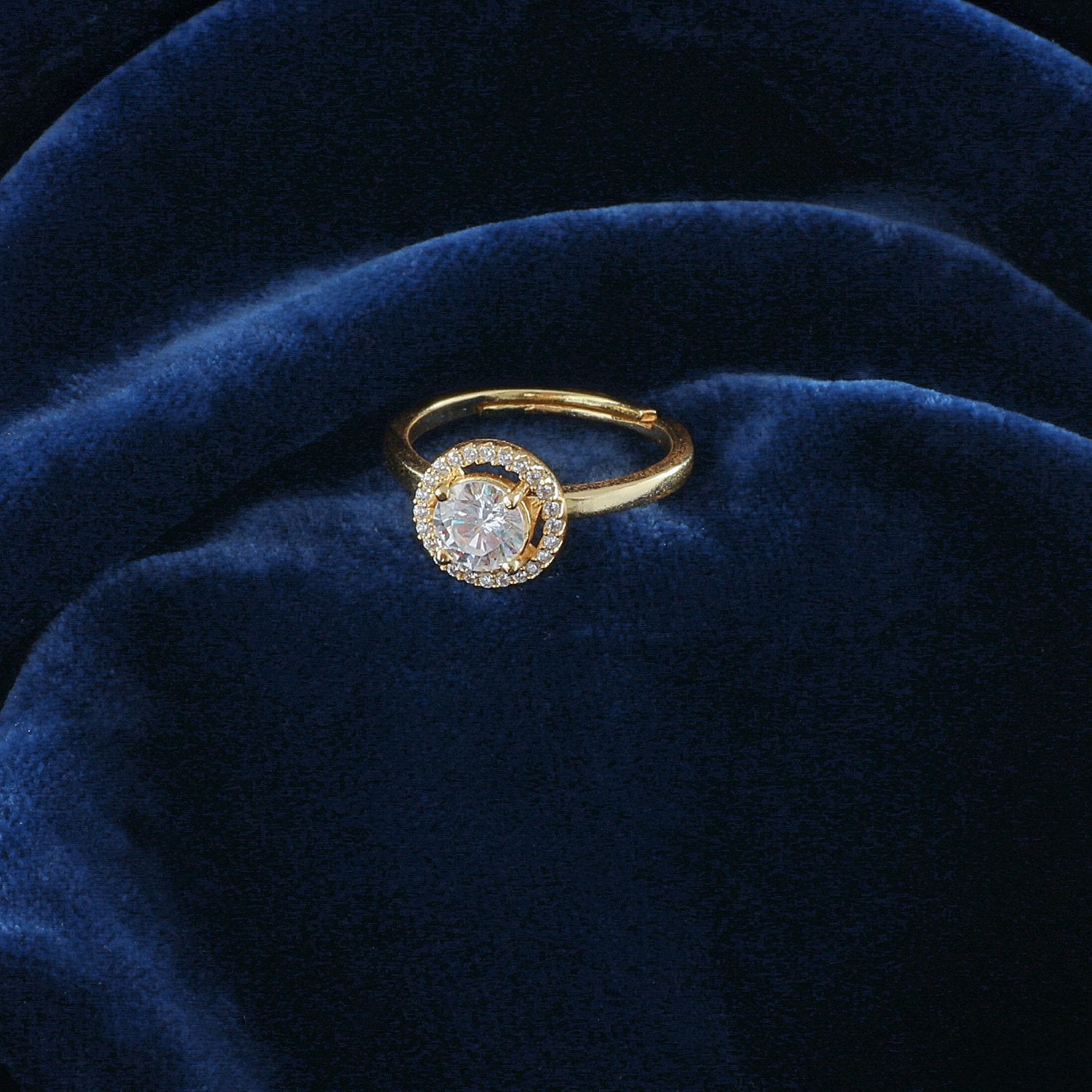 Finger Ring Ovaline CZ Gold Plated Silver Ring