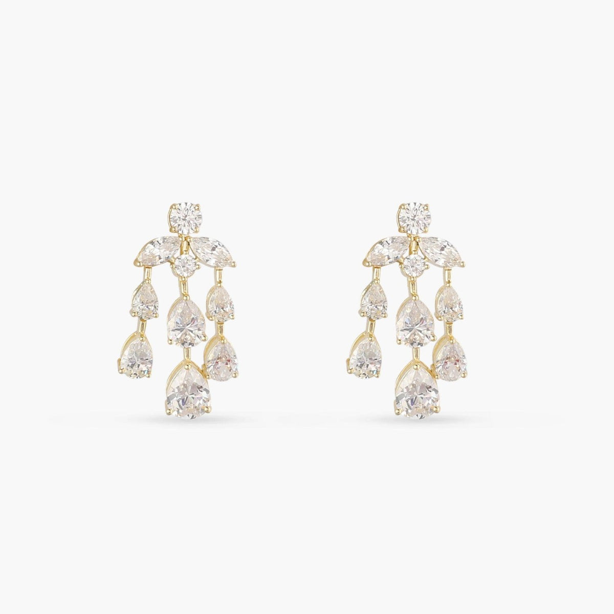 Aurelia CZ Gold Plated Silver Chandelier Earrings 