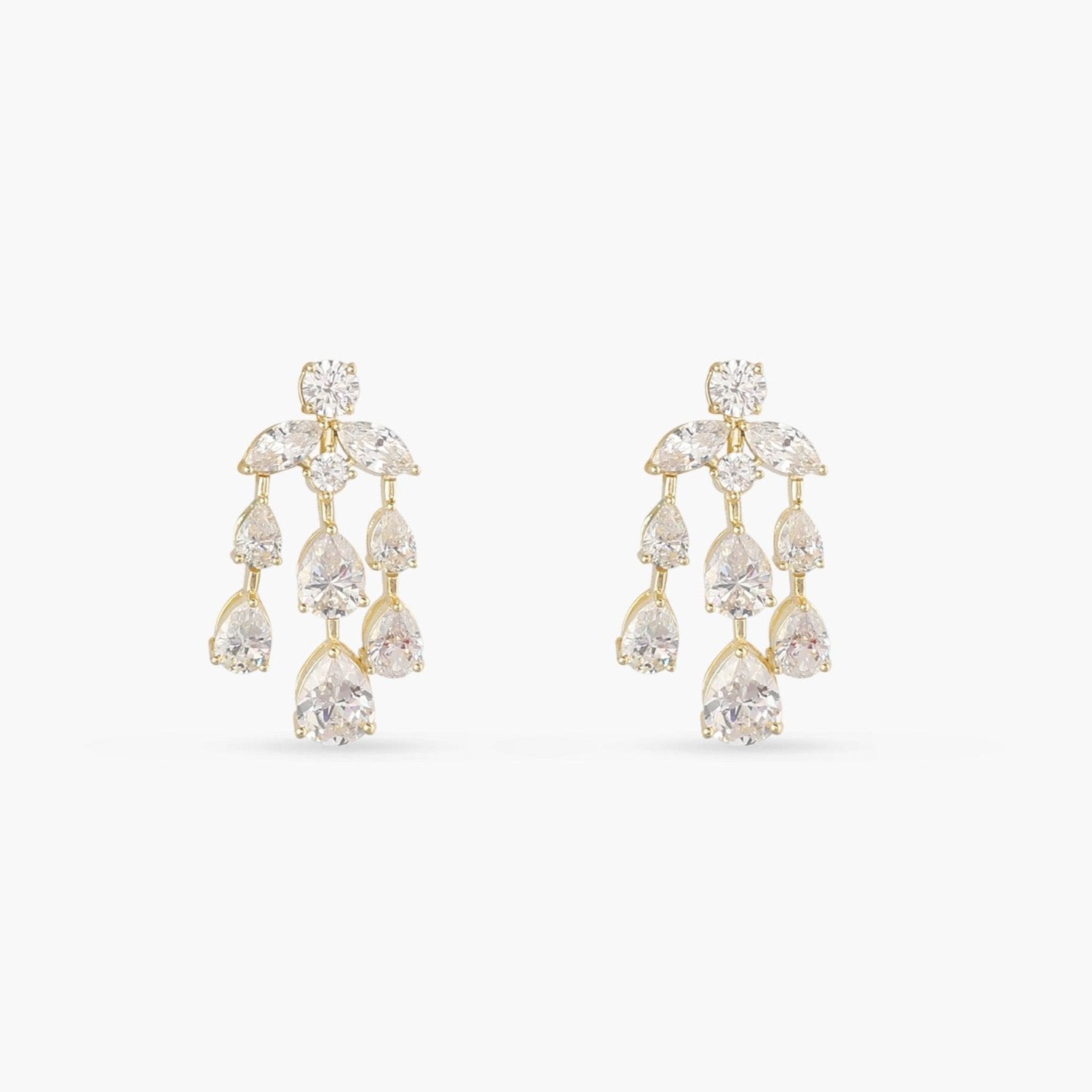 Aurelia CZ Gold Plated Silver Chandelier Earrings 