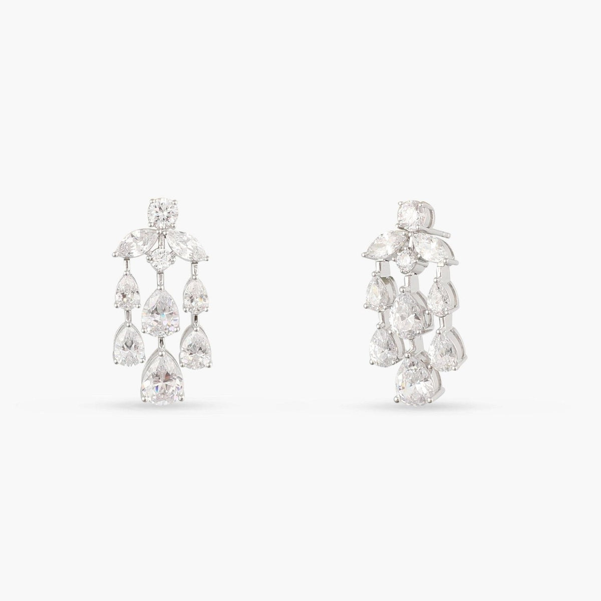 Aurelia CZ Silver Chandelier Earrings