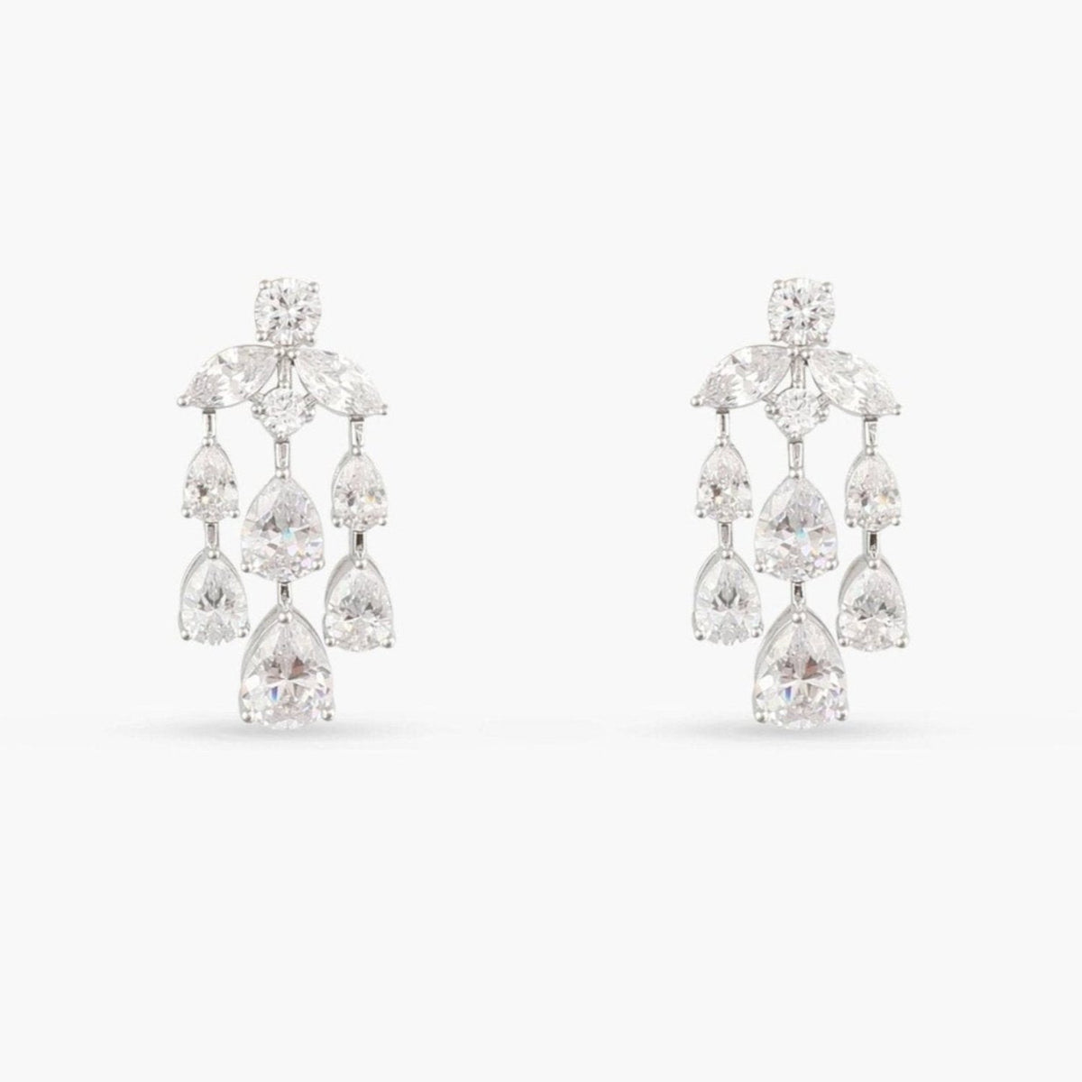 Aurelia CZ Silver Chandelier Earrings