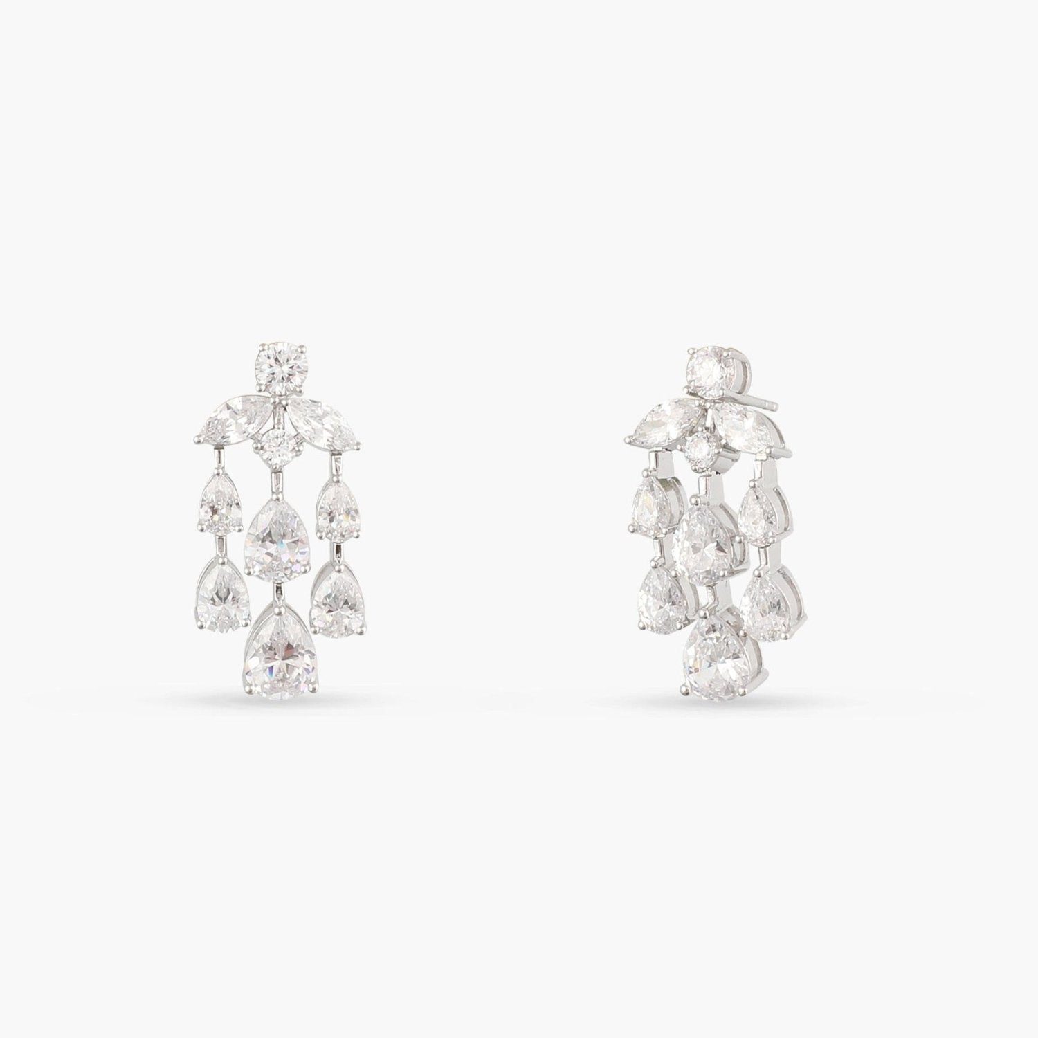 Aurelia CZ Silver Chandelier Earrings