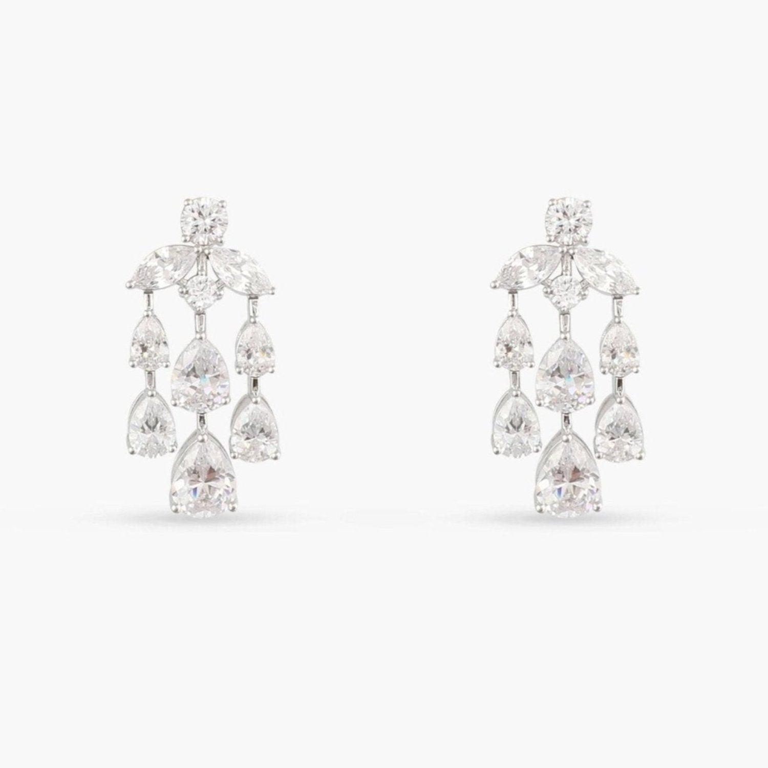 Aurelia CZ Silver Chandelier Earrings