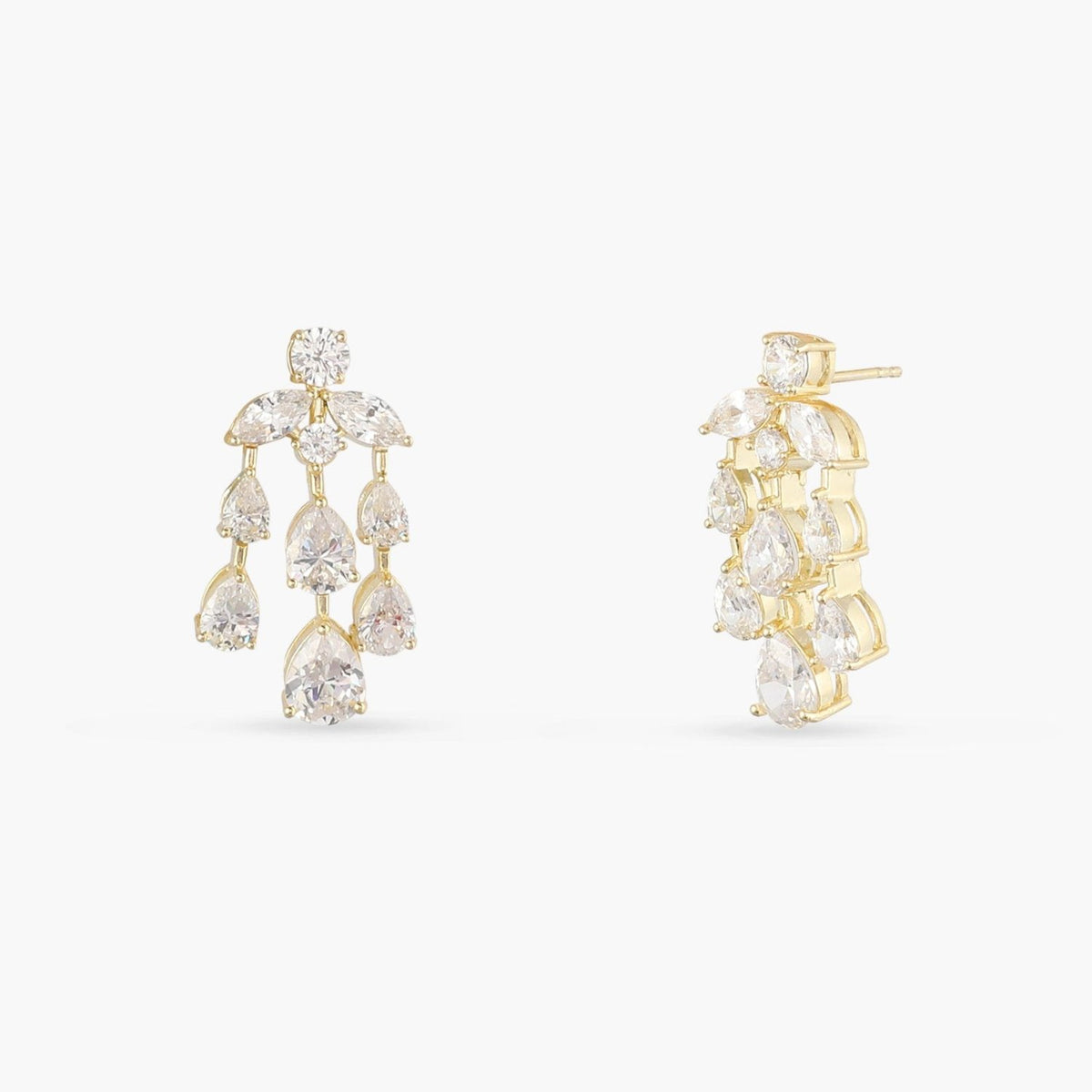Aurelia CZ Gold Plated Silver Chandelier Earrings 