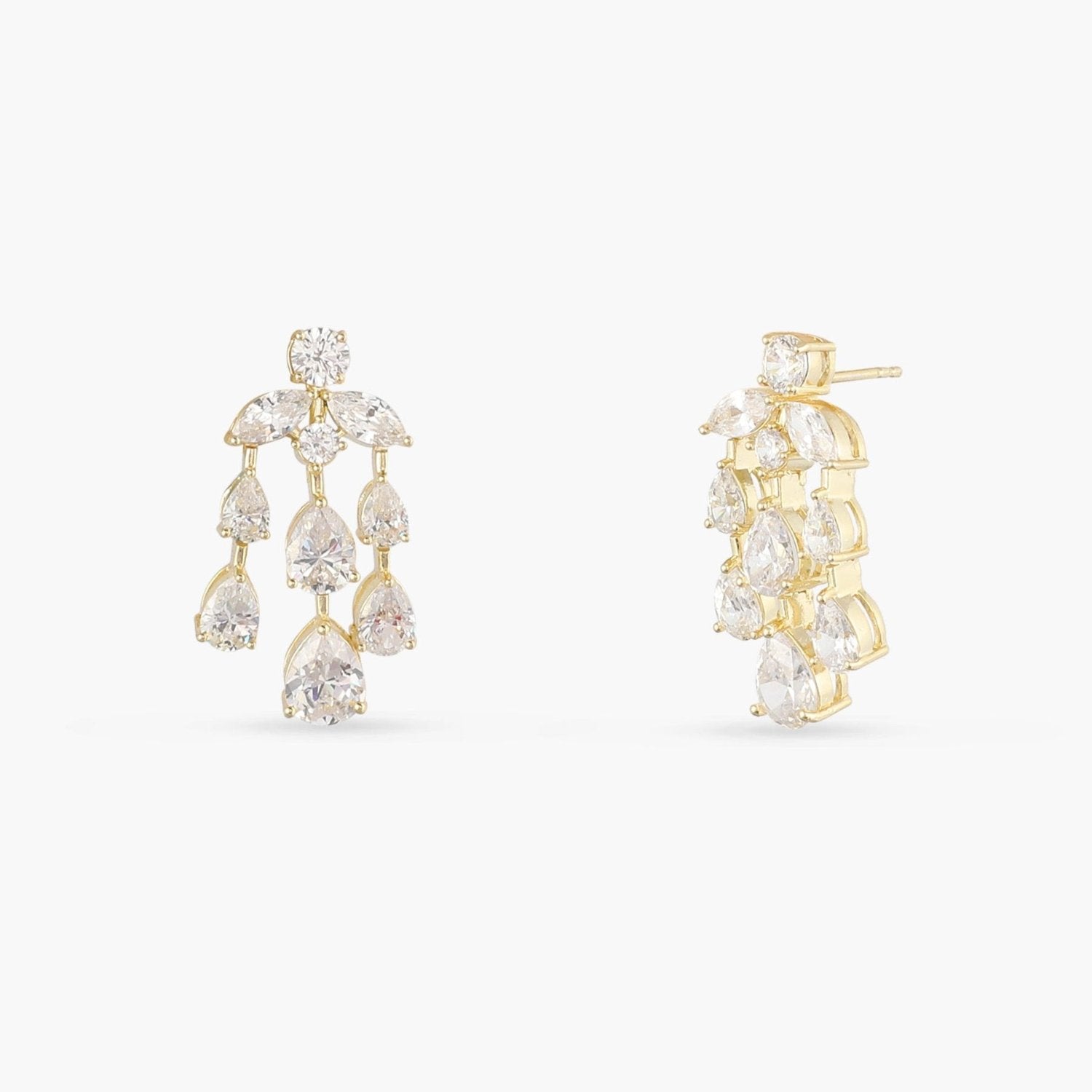 Aurelia CZ Gold Plated Silver Chandelier Earrings 