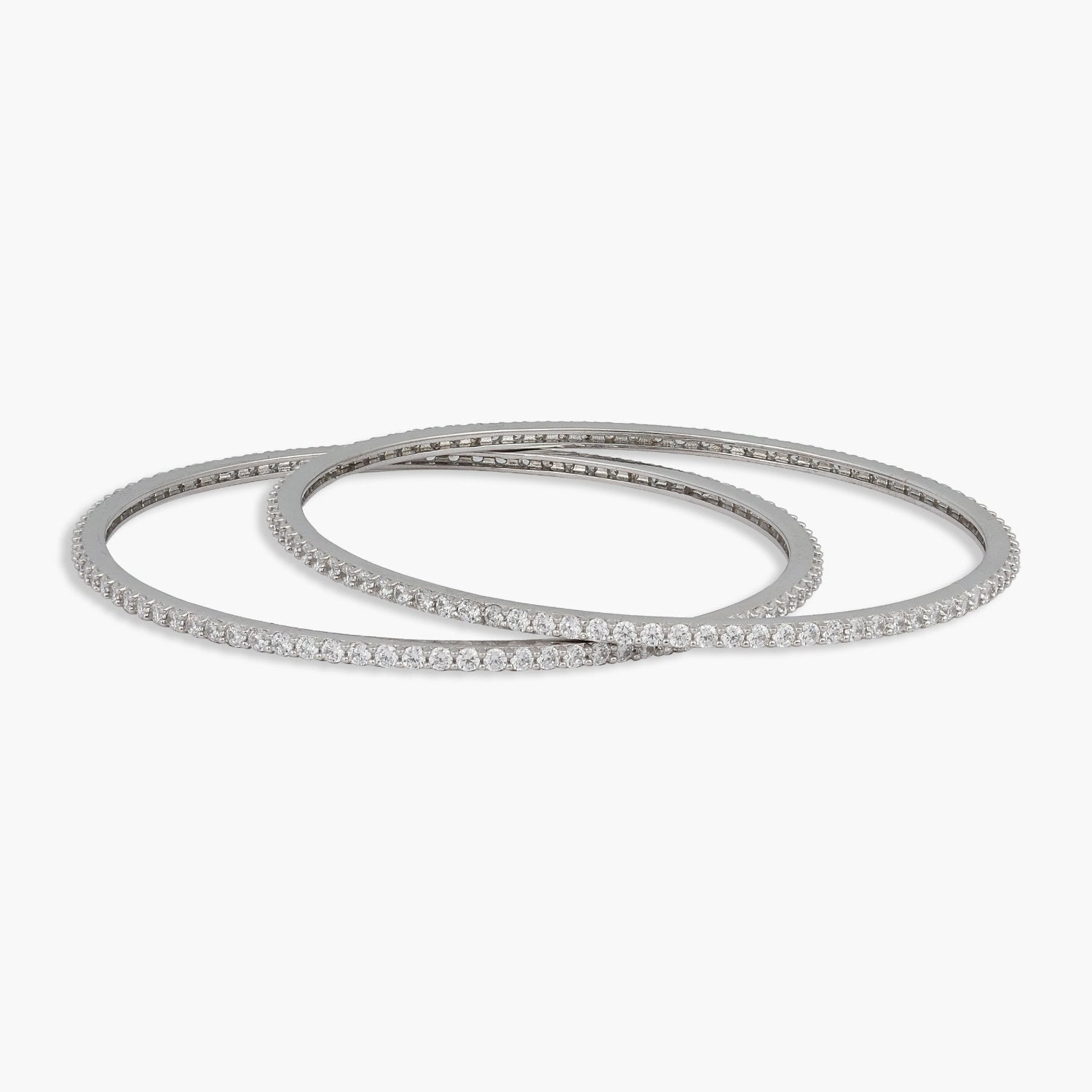 Minimalist CZ Silver Bangles