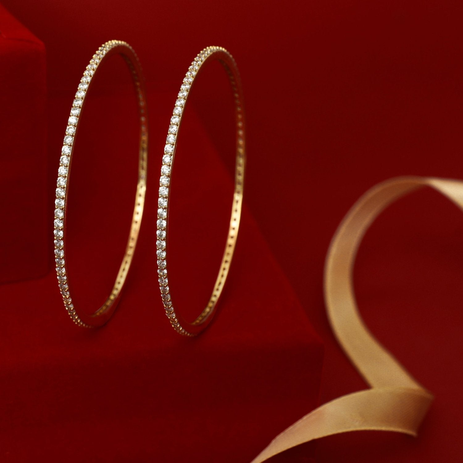 Bangles Minimalist Gold Plated CZ Silver Bangles