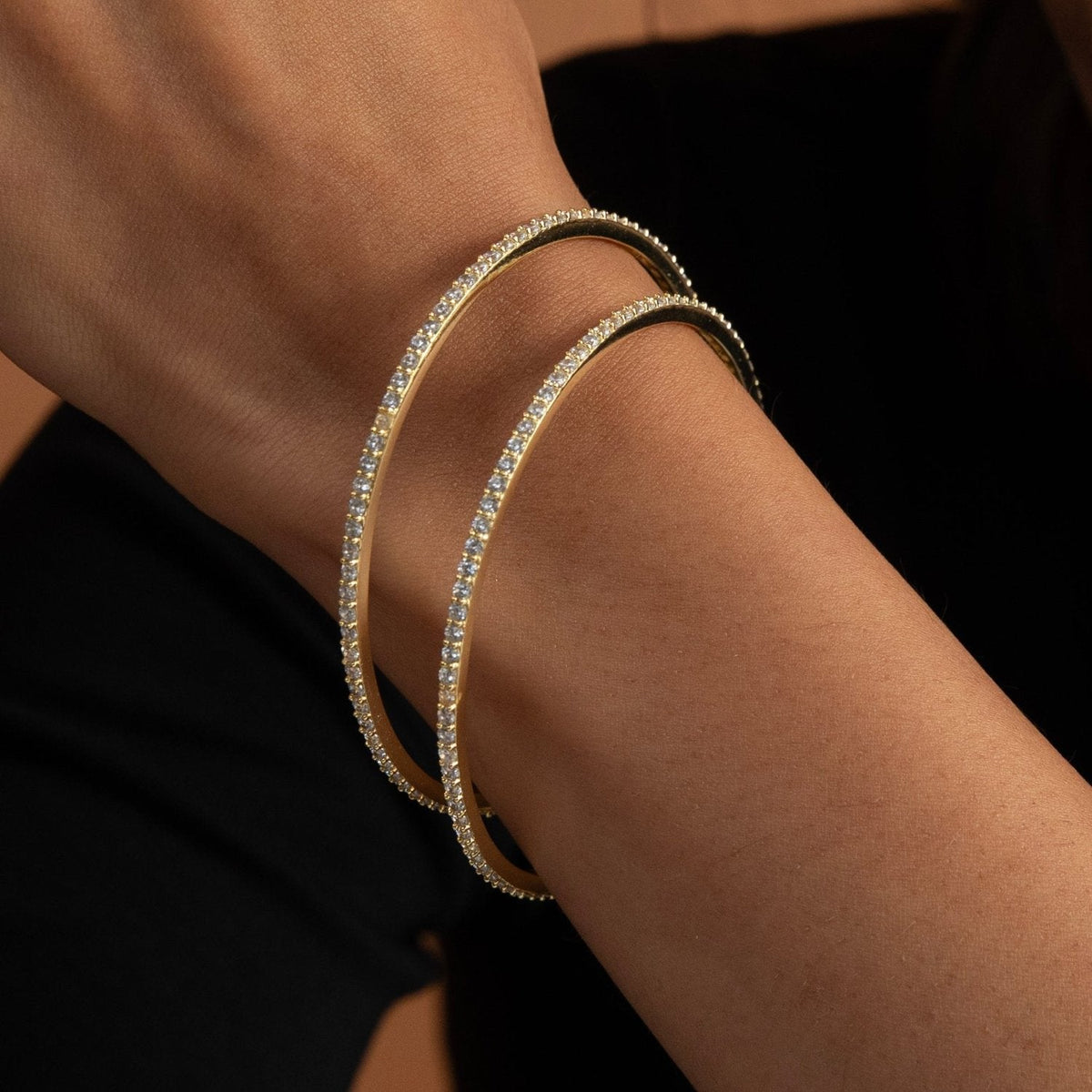 Bangles Minimalist Gold Plated CZ Silver Bangles